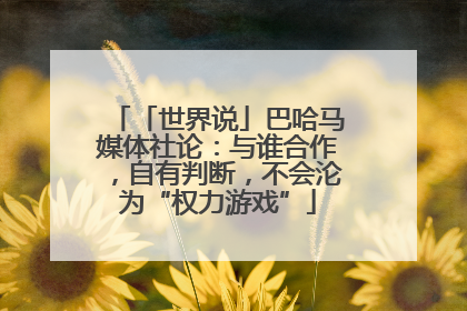 「世界说」巴哈马媒体社论：与谁合作，自有判断，不会沦为“权力游戏”