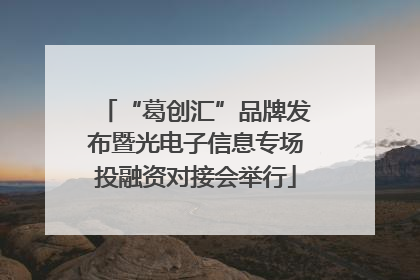 “葛创汇”品牌发布暨光电子信息专场投融资对接会举行