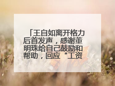 王自如离开格力后首发声，感谢董明珠给自己鼓励和帮助，回应“工资条”：清楚自己要什么，工资条不重要
