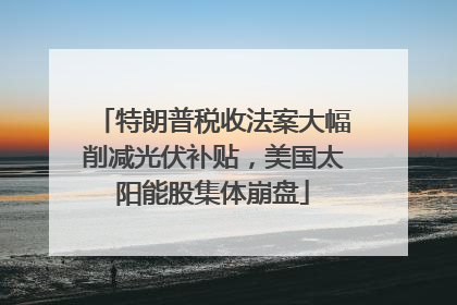 特朗普税收法案大幅削减光伏补贴，美国太阳能股集体崩盘