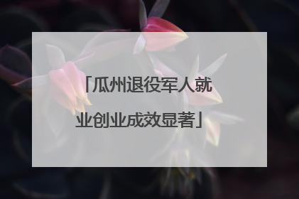 瓜州退役军人就业创业成效显著