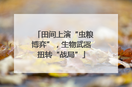 田间上演“虫粮博弈”，生物武器扭转“战局”