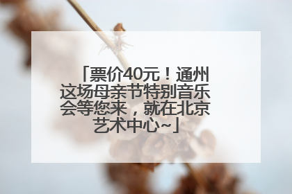 票价40元！通州这场母亲节特别音乐会等您来，就在北京艺术中心~