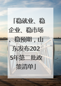 稳就业、稳企业、稳市场、稳预期，山东发布2025年第二批政策清单