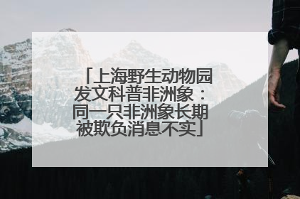 上海野生动物园发文科普非洲象：同一只非洲象长期被欺负消息不实
