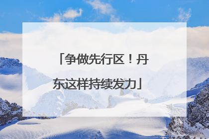 争做先行区！丹东这样持续发力