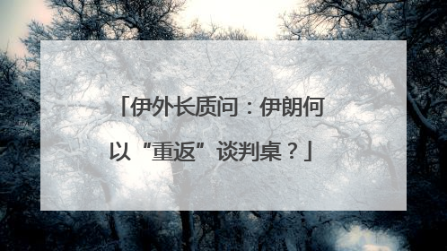 伊外长质问：伊朗何以“重返”谈判桌？