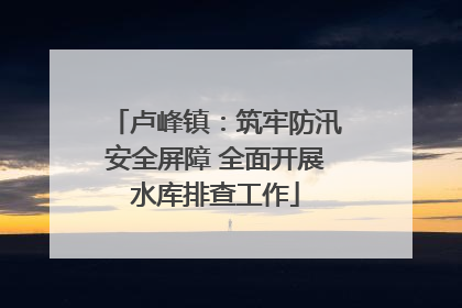 卢峰镇：筑牢防汛安全屏障 全面开展水库排查工作