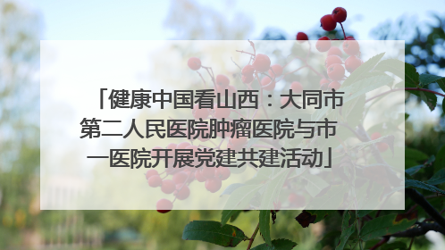 健康中国看山西：大同市第二人民医院肿瘤医院与市一医院开展党建共建活动