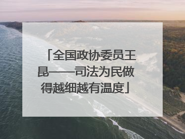 全国政协委员王昆——司法为民做得越细越有温度