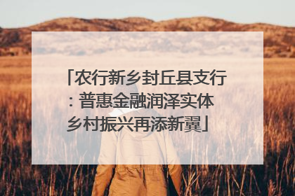 农行新乡封丘县支行：普惠金融润泽实体 乡村振兴再添新翼