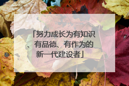努力成长为有知识、有品德、有作为的新一代建设者