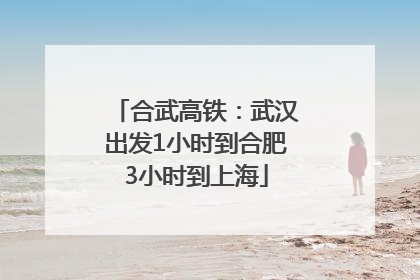 合武高铁：武汉出发1小时到合肥3小时到上海