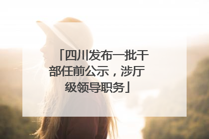 四川发布一批干部任前公示，涉厅级领导职务