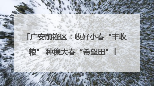 广安前锋区：收好小春“丰收粮” 种稳大春“希望田”