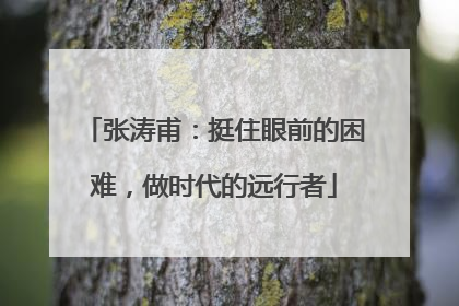 张涛甫：挺住眼前的困难，做时代的远行者