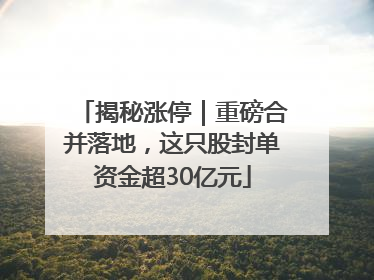 揭秘涨停｜重磅合并落地，这只股封单资金超30亿元