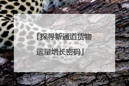 探寻新通道货物运量增长密码