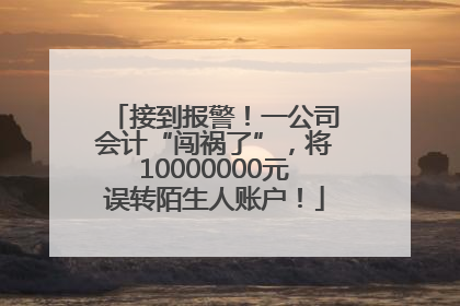 接到报警！一公司会计“闯祸了”，将10000000元误转陌生人账户！