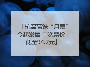 杭温高铁“月票”今起发售 单次票价低至94.2元