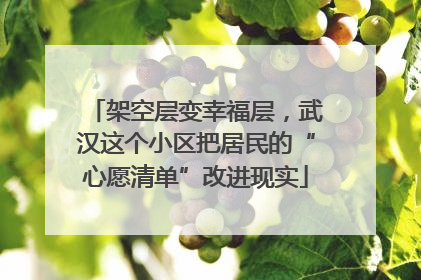 架空层变幸福层，武汉这个小区把居民的“心愿清单”改进现实