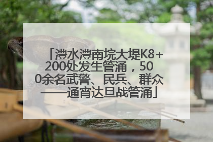 澧水澧南垸大堤K8+200处发生管涌，500余名武警、民兵、群众——通宵达旦战管涌