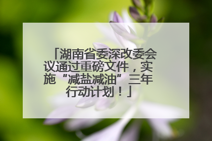 湖南省委深改委会议通过重磅文件，实施“减盐减油”三年行动计划！