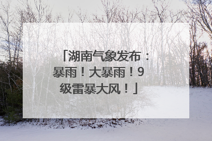 湖南气象发布：暴雨！大暴雨！9级雷暴大风！