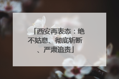 西安再表态：绝不姑息、彻底斩断、严肃追责