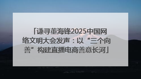 谦寻董海锋2025中国网络文明大会发声:以“三个向善”构建直播电商善意长河