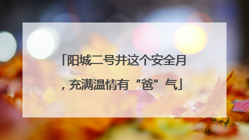 阳城二号井这个安全月，充满温情有“爸”气