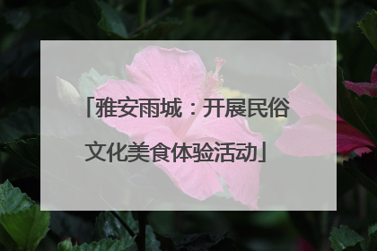 雅安雨城：开展民俗文化美食体验活动