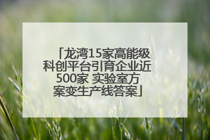 龙湾15家高能级科创平台引育企业近500家 实验室方案变生产线答案