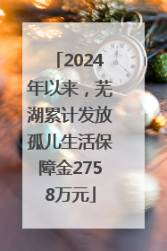 2024年以来，芜湖累计发放孤儿生活保障金2758万元